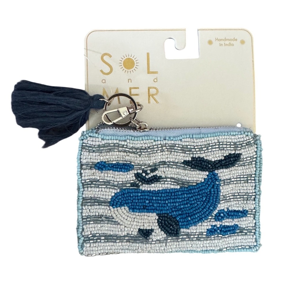 Viral Blue Whale Beaded Small Wallet Coin Purse SOL and MER NWT